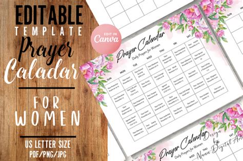 Daily Prayer Calendar Template Editable Graphic By Nann Digital Art