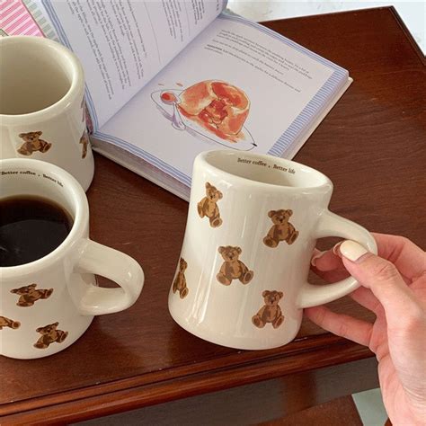 Kawaii Teddy Bear Ceramic Coffee Mug Cup Kitchen Milk Tea Cartoon