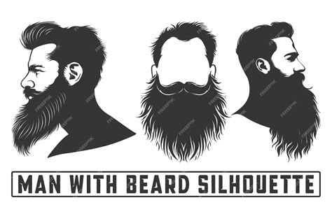 Premium Vector Bearded Men Face Hipsters With Different Haircuts Men With Beard Silhouette