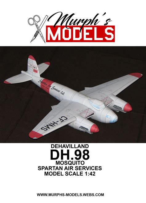 1:42 de Havilland DH.98 Mosquito Spartan Air Services Paper Model ...