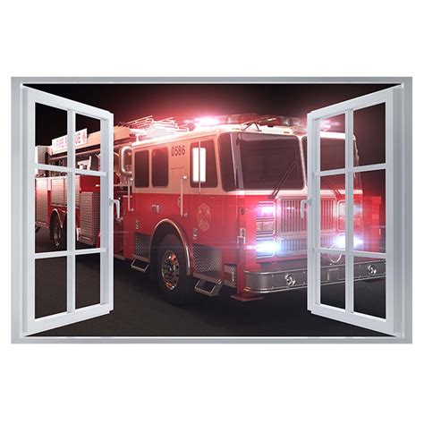 Fire Brigade Fire Truck 3D Window Effect SelfAdhesive Wall | Etsy