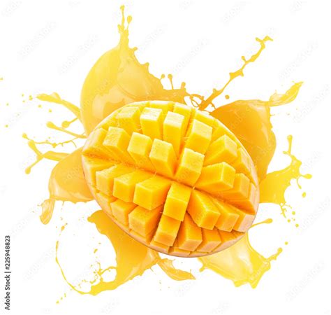 Mango Slices In Juice Splash Stock Photo Adobe Stock