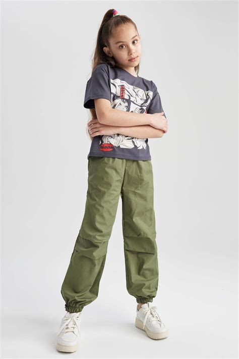 Khaki Girls Teens Parachute Cotton Trousers Defacto