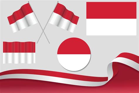 Set Of Monaco Flags In Different Designs Icon Flaying Flags With