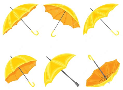 Premium Vector Set Of Yellow Umbrellas In Flat Style Isolated Vector