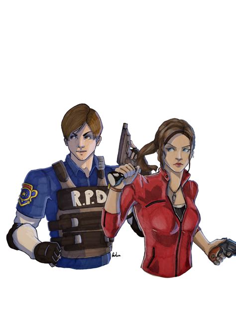 I love the designs for Leon and Claire in the remake. Had to draw them ...