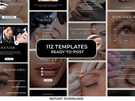 PMU Brows Templates Microblading Instagram Templates PMU Etsy