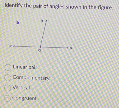 Solved Identify The Pair Of Angles Shown In The Figure Linear Pair