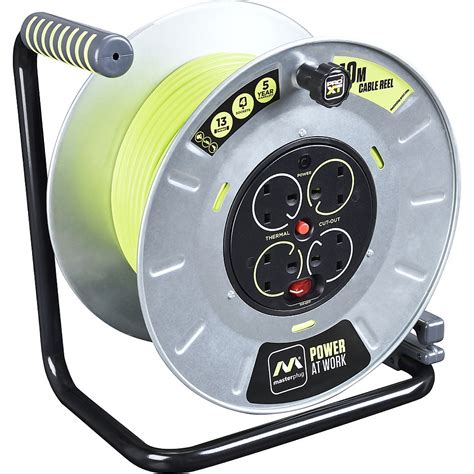 Masterplug Pro XT 4 Socket Cable Reel 40m Green Grey Homebase