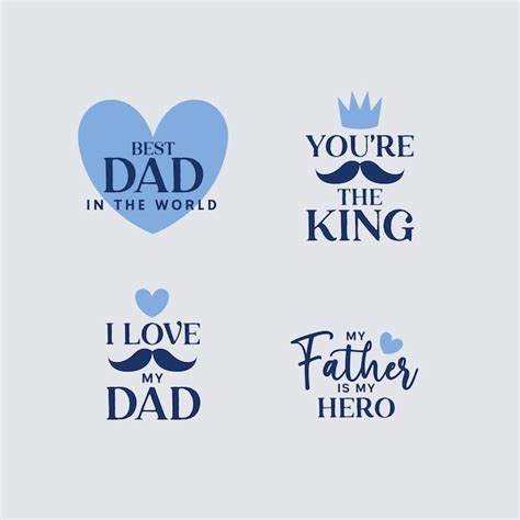 Un conjunto de insignias del día del padre feliz Te amo papá Vector