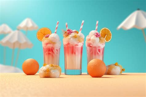 Premium Photo Summer Vibes Drink 3d Rendering