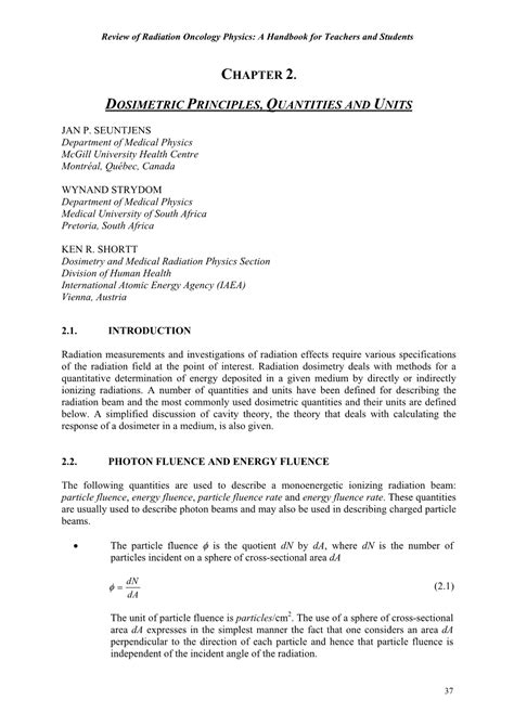 Chapter 2 Dosimetric Principles Quantities And Units DocsLib