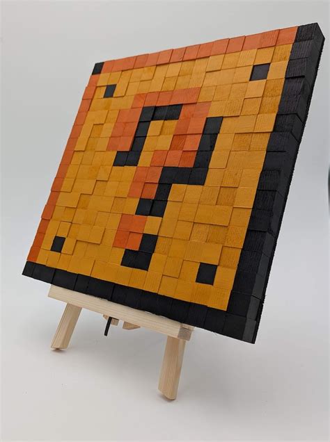 Super Mario Mystery Block 8-bit Wooden Pixel Art - Etsy