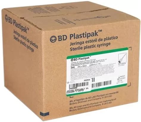 Jeringa Bd Plastipak 3 Ml Aguja Verde 21gx32mm 100 Piezas