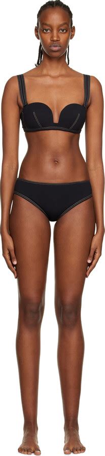 La Perla Black Contrast Stitch Bikini Bottom ShopStyle Two Piece Swimsuits