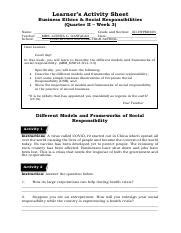 G12 Business Ethics Social Responsibilities Q2 W3 4 Pdf Learner S