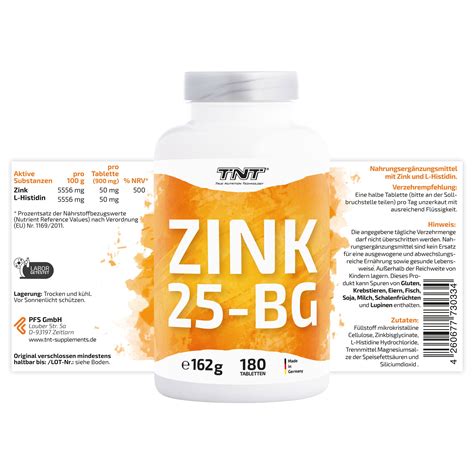 TNT Zink 25 BG Zinkbisglycinat höchste Bioverfügbarkeit 180 St Shop