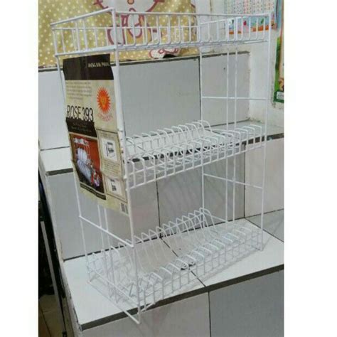 Jual RAK PIRING BESI 3 SUSUN ROSE 393 RAK DAPUR RAK PIRING BESI COATING