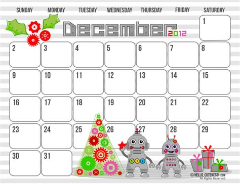 Butterfly Kisses Of Love Cute December 2012 Printable Calendar