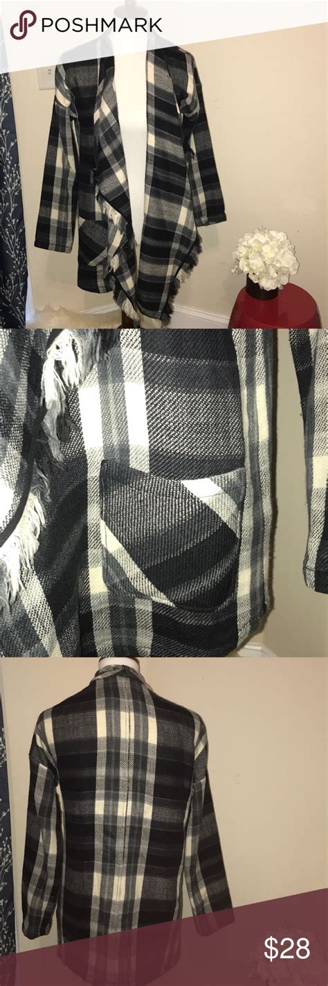 Lucky Brand Blanket Cardigan Plaid Wrap Blanket Cardigan Branded Blankets Lucky Brand Sweater