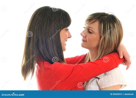 Deux Jeunes Filles Disolement Sur Le Blanc Image Stock Image Du