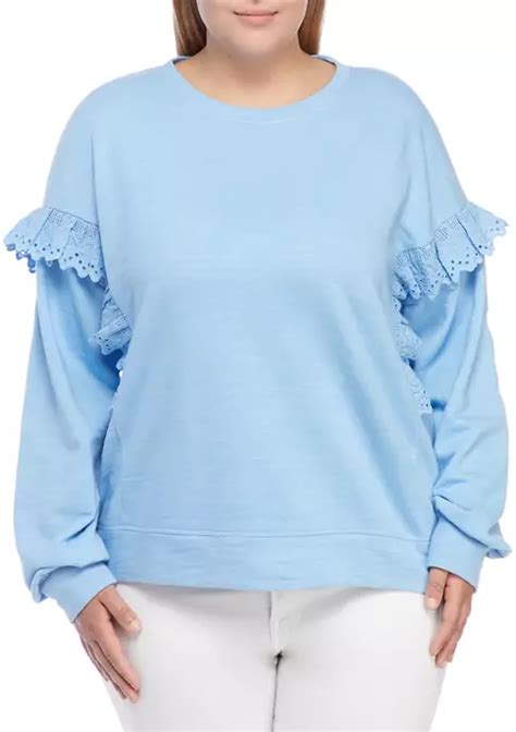 Crown & Ivy™ Plus Size Drop Shoulder Cropped Sweatshirt | belk