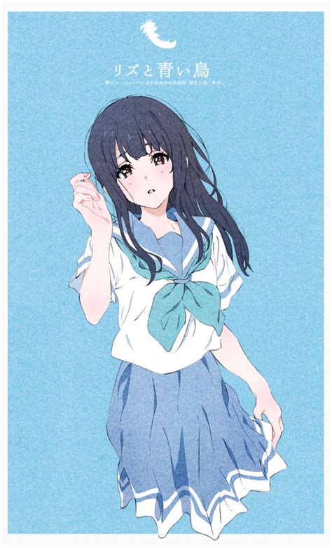 Safebooru 1girl Arm Up Bangs Blue Background Blue Neckwear Blue Skirt Blush Brown Eyes Dark