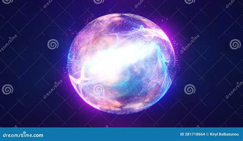 Abstract Energy Sphere With Glowing Bright Particles Energy Scientific