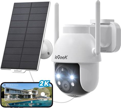 IeGeek 2K Solar Security Camera Outdoor Wireless 360 Pan Battery