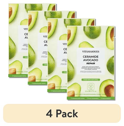 4 Pack Vitamasques Ceramide Avocado Repair Sheet Mask For All Skin Types One Sheet Mask