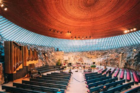 Helsinki, Finland. Interior of Lutheran Temppeliaukio Church Also Known ...