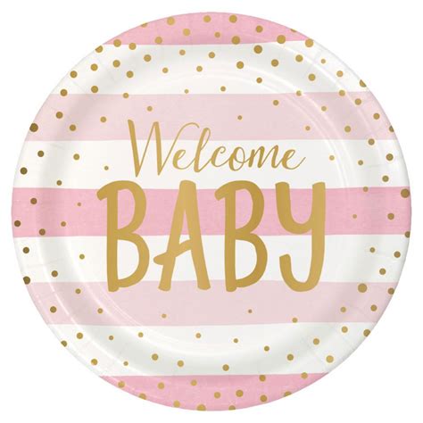 Welcome Baby Papptallrikar Ljusrosa Partyhallen Se