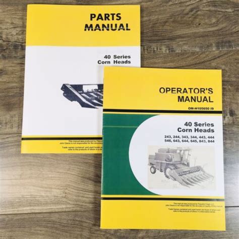 Parts Operators Manual Set For John Deere Corn Head