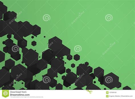 White Hexagons Of Random Size On Green Background Stock Illustration