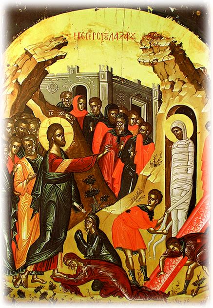 Greek orthodox icon of Saint Raising of Lazarus ...