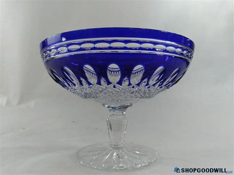 Waterford Crystal Cobalt Clarendon Footed Bowl ShopGoodwill