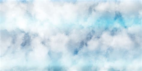 Blue Sky with Clouds. Blue Watercolor Background. Blue, White ...