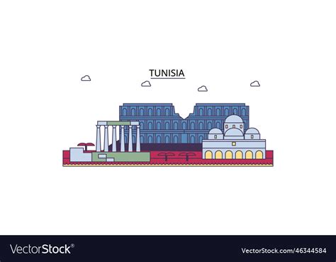 Tunisia tourism landmarks city travel Royalty Free Vector