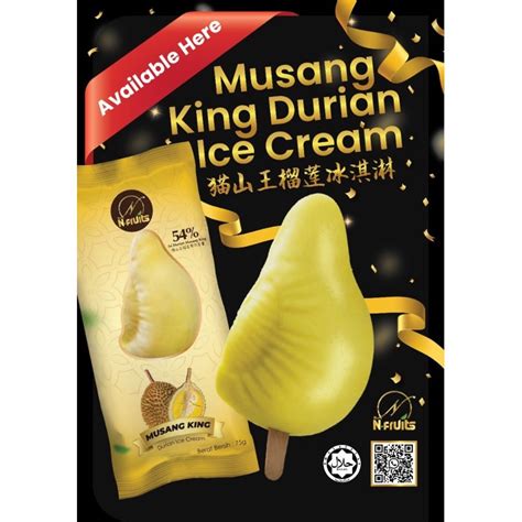 Musang King Durian Ice Cream 1 Sticks Buy 1 Pack 12 Stick Free