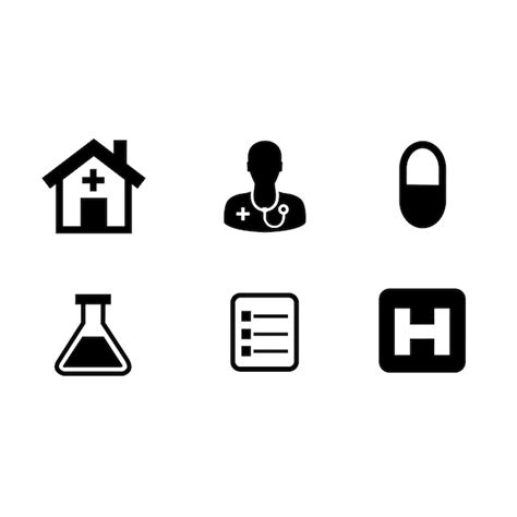 Ilustración vectorial del conjunto de iconos del hospital Vector Premium