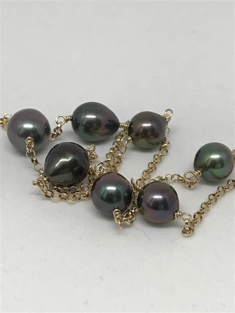 Cultured Tahitian Pearl Tin Cup Necklace K Yellow Gold Tc