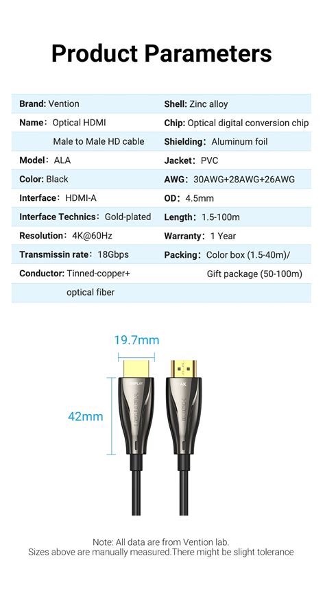 Vention สายเคเบิล ไฟเบอร์ออปติก Hdmi 4k 60hz สําหรับ เสียวหมี่ Mi Box