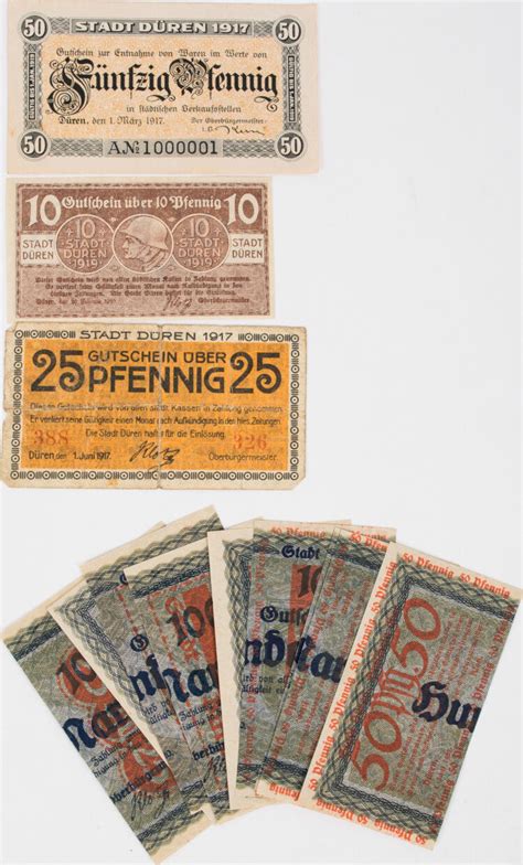 Düren 10 4x25 4x50 3x75 Pfennig 1917 1920 Lot von 12 verschiedenen