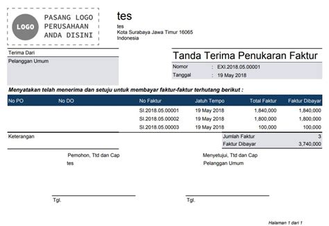 Contoh Tanda Terima Faktur Kwitansi Pengertian Ciri Ciri Dan Cara