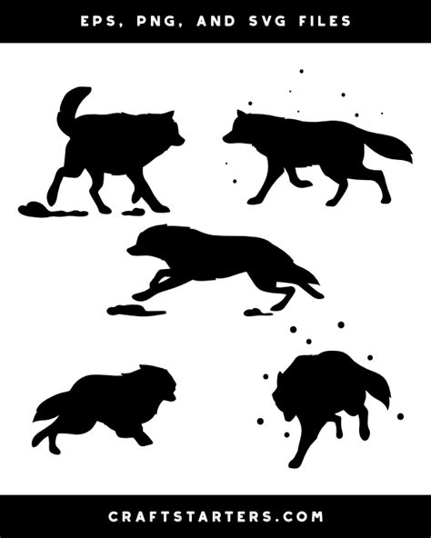 Running Arctic Wolf Silhouette Clip Art