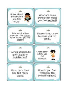 Feelings Conversation Cards By Mylemarks Tpt