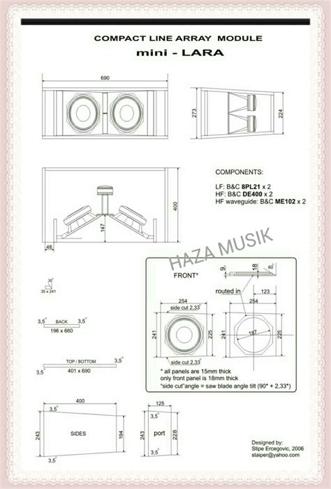 Skema Box Line Array Inch Haza Musik