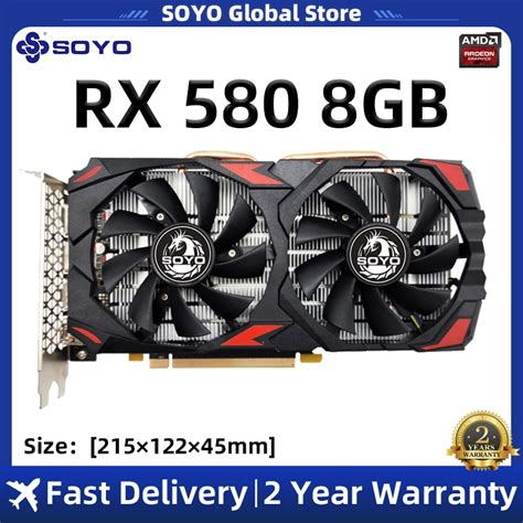 SOYO AMD RX580 8G Radeon Graphics Card GDDR5 256Bit 8Pin PCIE 3 0x16