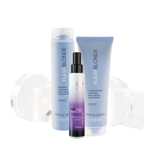 Kit Matizador Fhash Blonde Home Care Shampoo Condicionador e Protetor Térmico London Cosméticos