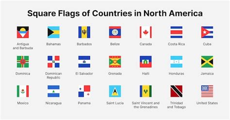 Premium Vector | North America countries flags Square flags of ...